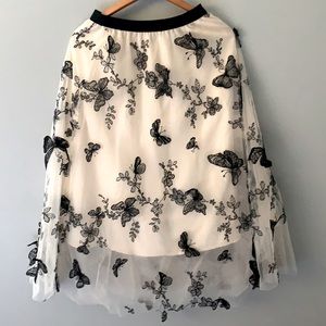 Chicwish Ivory circle skirt, Butterfly trim